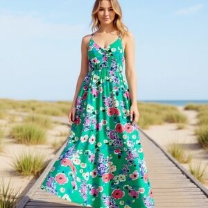 Yumi Kim Teal Floral Maxi Dress